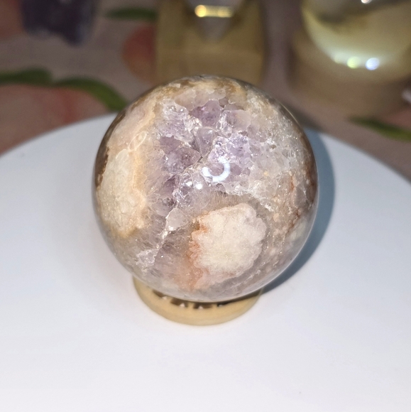 Pink Amethyst Flower Agate Sphere - Picture 6 of 6
